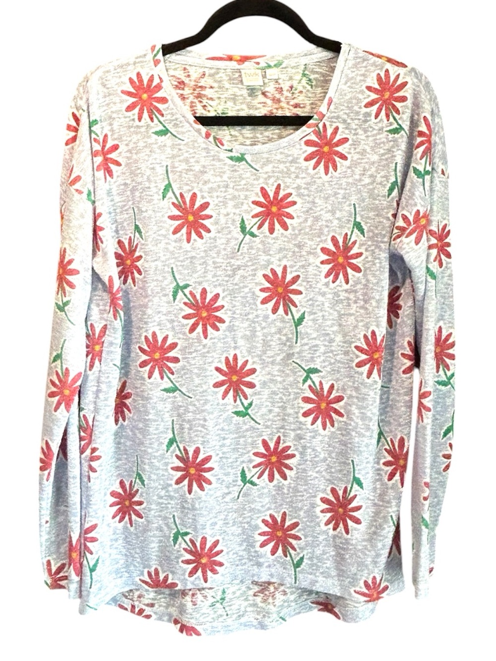 twik Light Blue Long-Sleeve Top with Pink Daisy Print